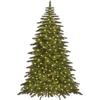 Yaheetech 6Ft/7.5Ft Pre-Lit Christmas Tree,with Warm LED Lights, Green
