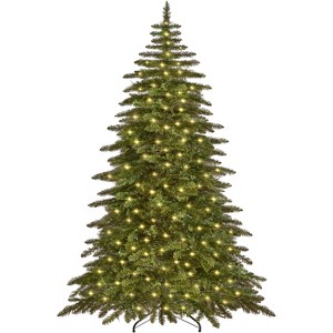 Yaheetech 6Ft/7.5Ft Pre-Lit Christmas Tree,with Warm LED Lights, Green - 1 of 4