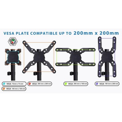 Black Heavy-Duty Adjustable Desk Mount for Monitors and TVs up to 42"
