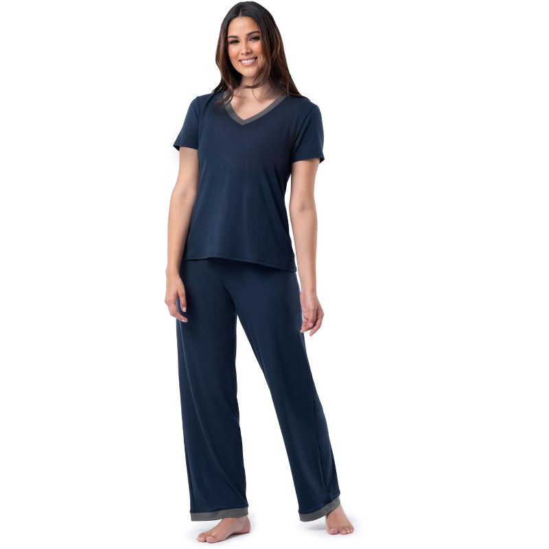 Fruit of the Loom Women's and Plus Short Sleeve Breathable Pajama Set, 1 of 5