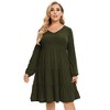 Clearlove Womens Plus Size Dresses 2025 Short Sleeve V-Neck Tshirt Dress Flowy Babydoll Dress - 2 of 4