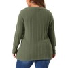 Agnes Orinda Women's Plus Size Long Sleeve V-Neck Decorative Buttons Soft Stretch Knit Blouses - 4 of 4
