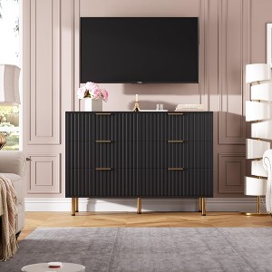 Fluted 6-Drawer Dresser for Bedroom – 54" Wide Modern Chest of Drawers with Deep Drawers - 1 of 4