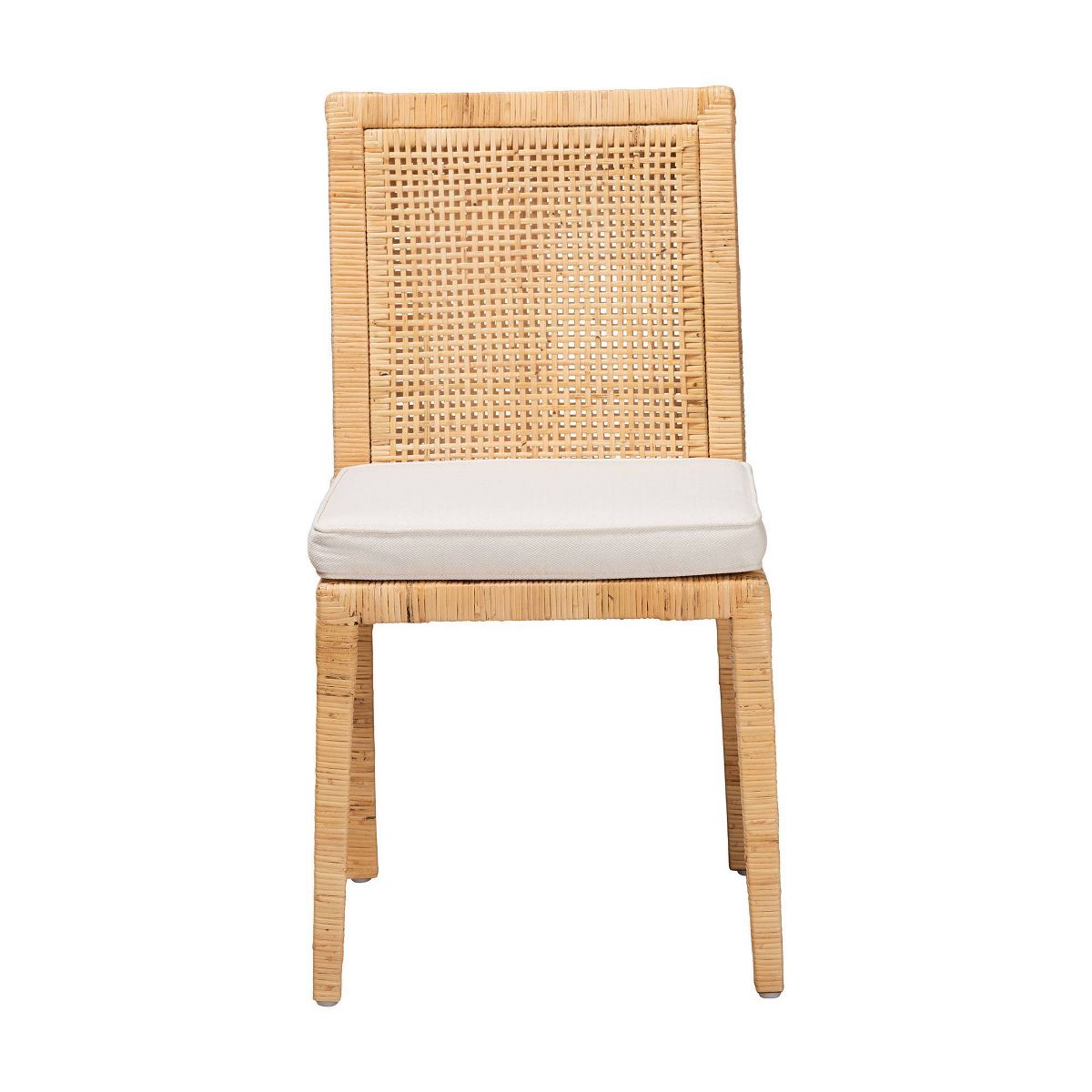 Sofia Wood and Rattan Dining Chair Set Natural/White - bali & pari: Handcrafted, Foam Cushion, No Assembly Required - thumbnail 3