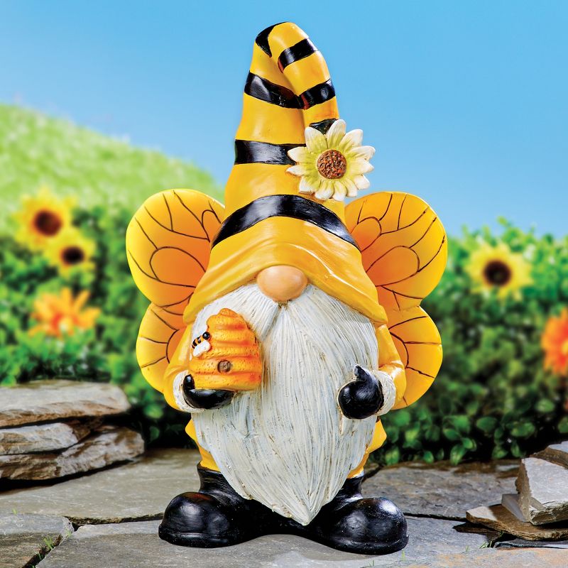 Collections Etc Hand-Painted Outdoor Bumblebee Garden Gnome Statue NO SIZE Yellow, 2 of 3
