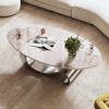 49.2" Oval Coffee Table, Modern Coffee Table with Faux Marble Oval Top, Cocktail Table with Gold Stainless Steel Base for Living Room - 2 of 4