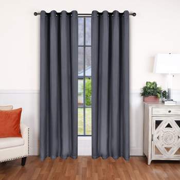 Classic Linen Design Room Darkening Semi-Blackout Curtains, Set of 2 by Blue Nile Mills