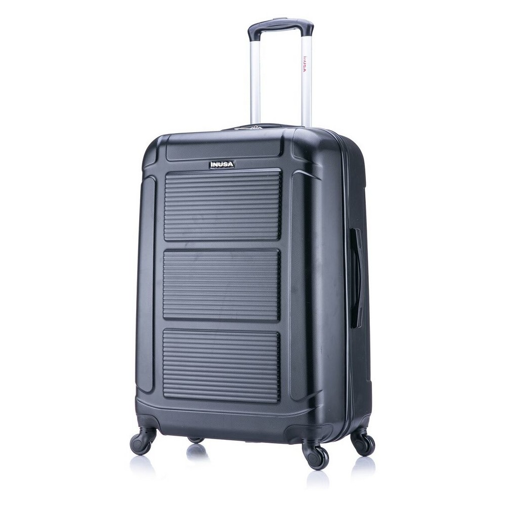Photos - Luggage InUSA Pilot Lightweight Hardside Large Checked Spinner Suitcase - Black 