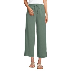 Lands' End Women's Sport Knit Pull On Drawstring Wide Leg Crop Pants - 1 of 3