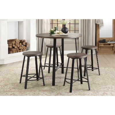 NicBex 47.25" Dining Table Set for 4 Counter Height Table Set Metal Construction PVC Plastic Top Table with 4 Stools