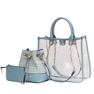 MKF Collection Diva PVC Clear Tote Bag with Tweed Bucket Bag by Mia K - 1 of 4