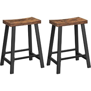 VASAGLE Bar Stools, Set of 2 Bar Chairs, Kitchen Breakfast Bar Stools with Footrest, 23.6 Inches High, Industrial, Rustic Brown and Black - 1 of 4
