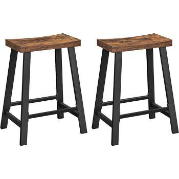VASAGLE Bar Stools, Set of 2 Bar Chairs, Kitchen Breakfast Bar Stools with Footrest, 23.6 Inches High, Industrial, Rustic Brown and Black