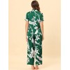 cheibear Women's Silky Short Sleeves Sleepshirt with Pants Sleepwear Pajama Set 2 Pcs - 3 of 4