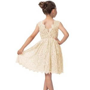 2Bunnies Paisley All-Over Lace Sleeveless Flower Girl Dress Knee - 1 of 4