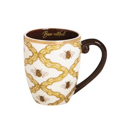 Evergreen Elegant & Bee-utiful Ceramic Coffee Mug, 18 ounces