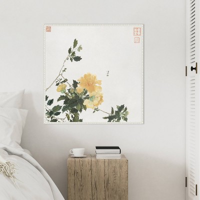 Ju Lian Insects and Flowers VI White Framed Canvas Print