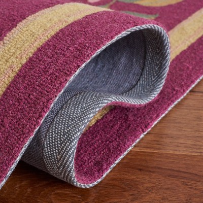 Handmade Burgundy Floral Tufted Wool Area Rug