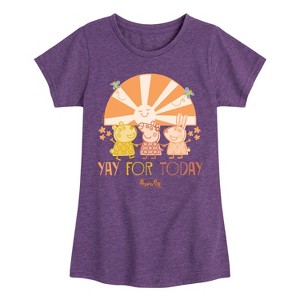 Girls' - Peppa Pig - Suzy Sheep and Rebecca Rabbit Yay For Today Fitted Short Sleeve Graphic T-Shirt - 1 of 4