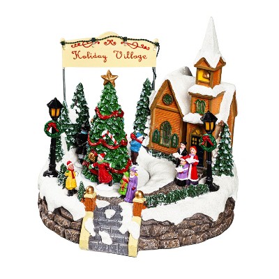 Evergreen LED Polyresin Holiday Village Animated Musical Table Decor