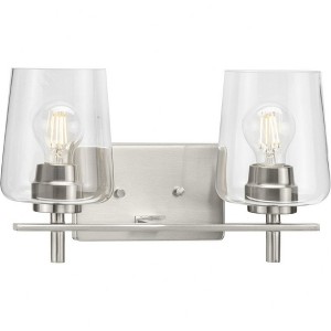 Progress Lighting Calais 2-Light Wall Sconce, Brushed Nickel, Clear Glass Shade - 1 of 1