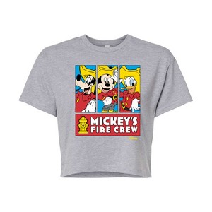 Women's - Disney - Firefighter Mickey & Friends Cropped Graphic T-Shirt - 1 of 4