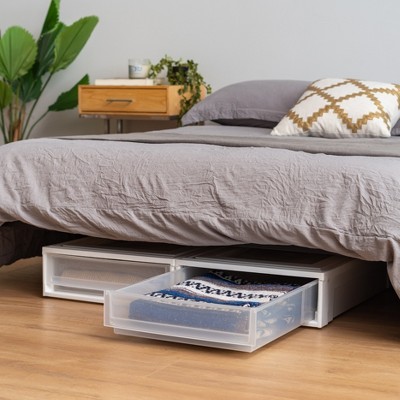 White Stackable Plastic Under Bed Storage Drawer Set
