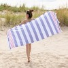 Cotton Oversized Striped Fouta Beach Towel with Tassels by Blue Nile Mills - 2 of 4