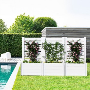 Spassway PVC Raised Garden Bed with Trellis Planter Box with Stakes Planter Pot for Plants Vegetables - 1 of 4