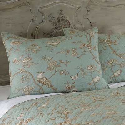 Teal and Cream Cotton Reversible King Quilt Set