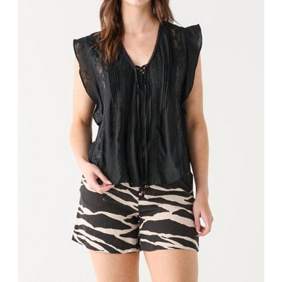 Women's Lace Pleated V-neck Blouse - Dex