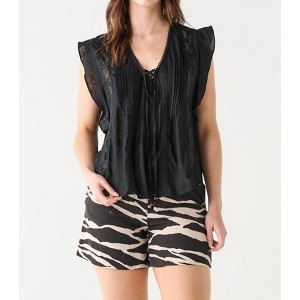 Women's Lace Pleated V-neck Blouse - Dex - 1 of 4