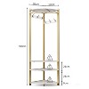 Corner Coat Stand, Metal Corner Coat Rack with 6 Double Hooks/Storage Shelf/Shoe Rack,Space-Saving, Industrial Design for Hallway, Living Room,Office - 3 of 4