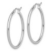 Black Bow Jewelry 2mm Round Hoop Earrings in 10k White Gold, 31mm (1 1/4 Inch) - 2 of 4