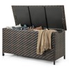 WELLFOR 85gal Outdoor Wicker Storage Box with Removable Liner and 2 Wheels Brown - 2 of 3