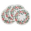 Saro Lifestyle Festive Foliage Holly Berry Wreath Placemat (Set of 4), White, 15"x15" - 3 of 4