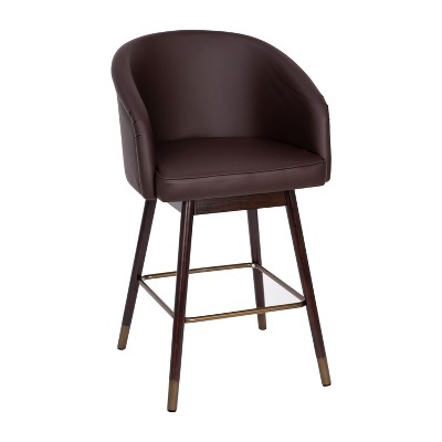 Merrick Lane Modern Wood Frame Stool with Metallic Accents
