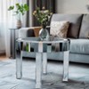 Artloge 23.62in Luxury Mirrored Round End Table with Crystal Diamonds Inlay Bedside Table - 3 of 4