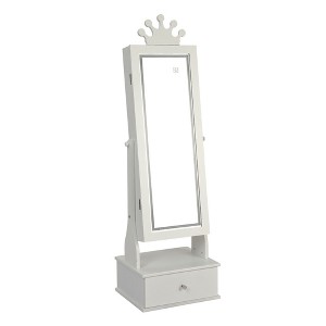 Kids Jewelry Armoire Cabinet With Full-Length Mirror, 46" Freestanding Jewelry Organizer With Storage Drawers, Kids Vanity Dress Up Jewelry Cabinet - 1 of 4