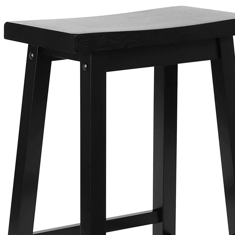 PJ Wood Classic Saddle-Seat 24'' Tall Kitchen Counter Stool for Homes, Dining Spaces, and Bars with Backless Seat, 4 Square Legs, Black (4 Pack), 4 of 7