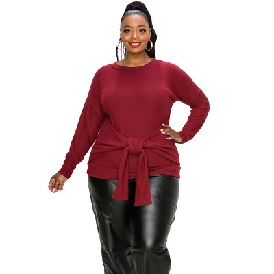 L I V D Women's Hacci Waist Tie Sweater