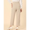 Allegra K Women's Business High Waist Elastic Waist Back Button Decor Straight Leg Pants - image 3 of 4