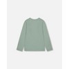 Deux par Deux Girl Organic Cotton Jersey Top Jade Green with Owl - 2 of 4