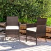 Tangkula Outdoor 2 PCS Rattan Dining Chair Patio Cushioned Arm Chair w/Zipper Brown - 2 of 4