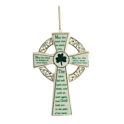 4.75 In Irish Cross Saint Patrick's Day Shamrock Tree Ornaments