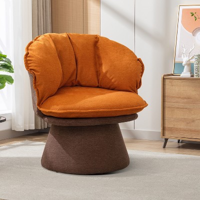 Bestier Orange Fabric 360 Degree Swivel Accent Chair with Ergonomic Design Arm Chair with Removable Padding