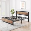 Coucheta Full Size Bed Frame, Industrial Full Bed Platform with Headboard No Box Spring Needed 14 Inch Height Easy Assemble Mattress Bedframe - 2 of 4