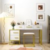 Makeup Vanity Set,Vertical Dressers With Flip-Top Mirror And Stool,Dresser Table With Nightstand And Drawers,Dresser For Bedroom-Cuddlewood - 2 of 4