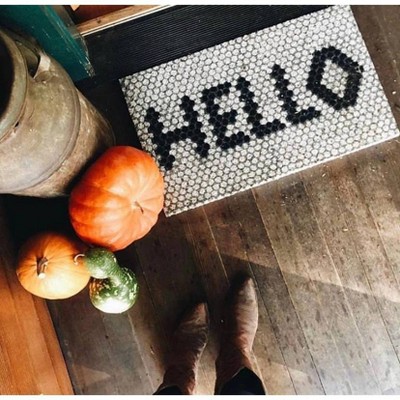 Handwoven Ivory Rectangular Coir Doormat with PVC Backing