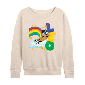 Women's - Pete the Cat - Leo Lightweight French Terry Wide Neck Long Sleeve Shirt - 1 of 4